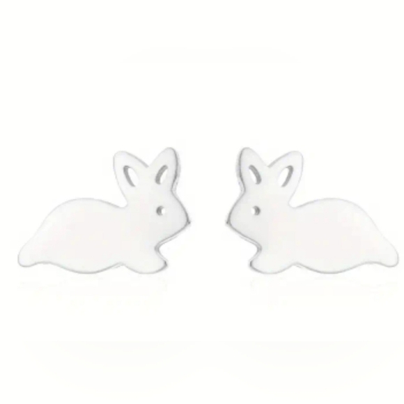 Bunny Rabbit Silver Tone Stud Earrings - Picture 1 of 1